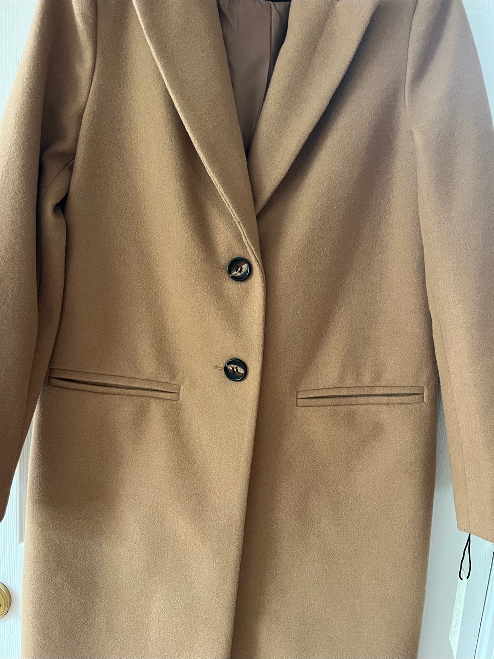 Rachel Zoe Camel Wool Blend Single-Breasted Long Coat - Picture 4 of 6
